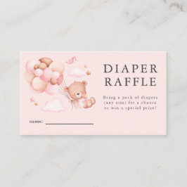 Nalle Girl Baby Shower Raffle Biljett Tilläggskort