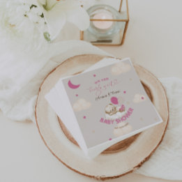 Nalle Girl Baby Shower  Rosa Pappersservett