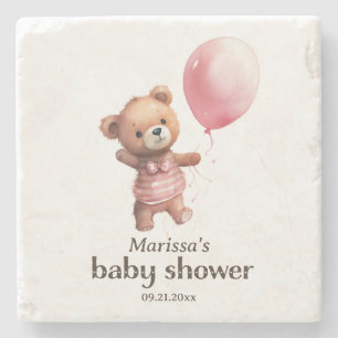 Nalle Girl Baby Shower Stenunderlägg