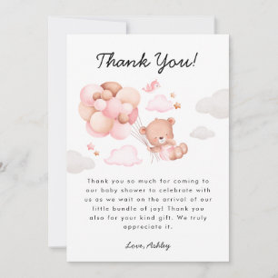 Nalle Girl Baby Shower Tack Kort