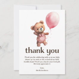 Nalle Girl Baby Shower Tack Kort