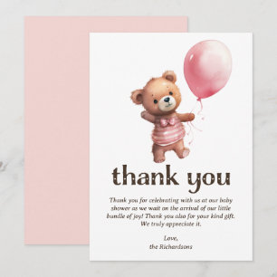Nalle Girl Baby Shower Tack Kort