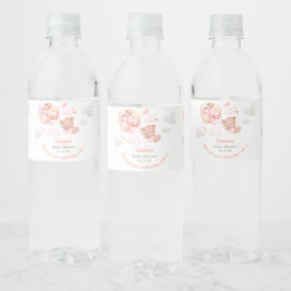 Nalle Girl Baby Shower Vattenflaskor Etikett