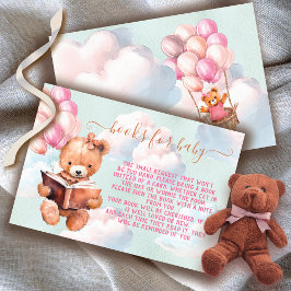 Nalle Girl Balloon Bokar för Baby-kort Inbjudningar