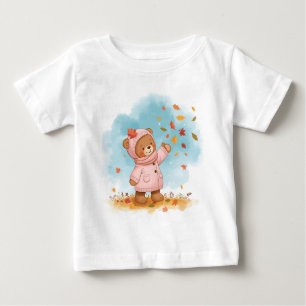 Nalle Girl Catching Höst löv T Shirt