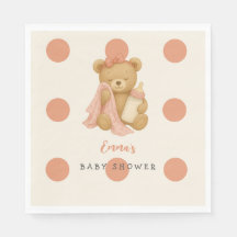 Nalle Girl Polka Dot Baby Shower Napkins