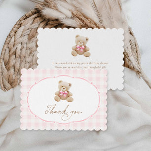 Nalle Girl Rosa Baby Shower Tack Kort