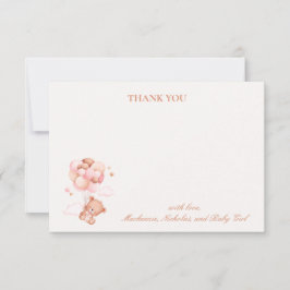 Nalle Girl Rosa Barly Wait Baby Shower Tack Kort