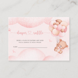 Nalle Girl Rosa Diaper Raffle-höljeskort Tilläggskort