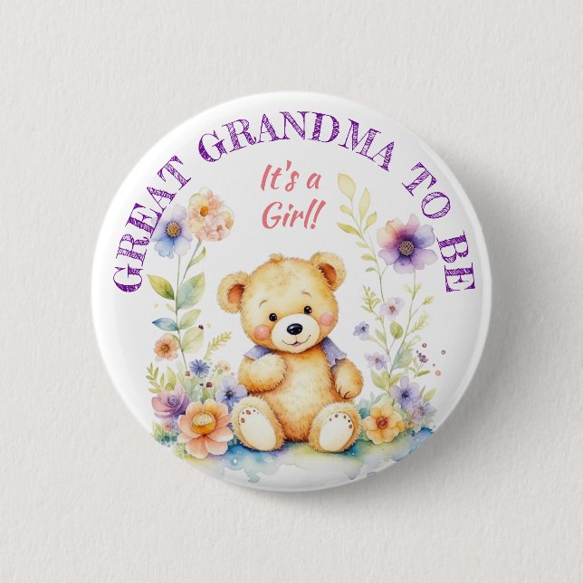 Nalle Girl's Baby Shower Grandma to BE Knapp (Framsida)