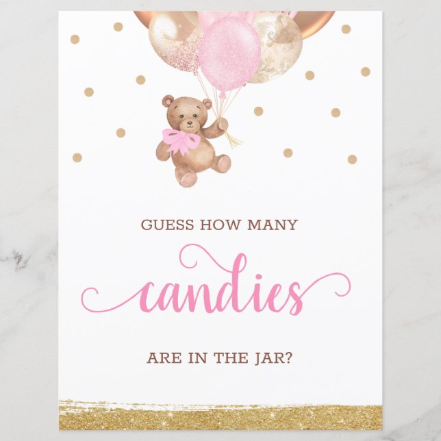 Nalle gissa hur många godisar Baby Shower (Framsida)