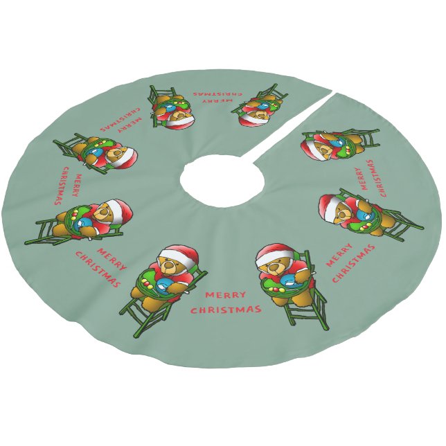 Nalle God jul Julgransmatta Borstad Polyester (Vinklad)