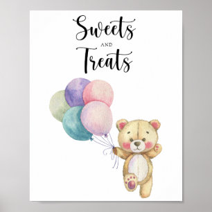 Nalle - godis och behandling av babydusch poster