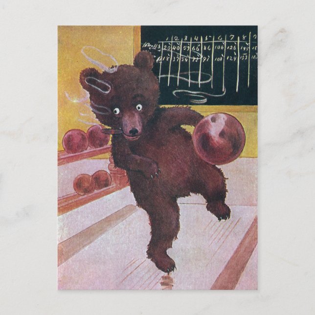Nalle Goes Bowling Vykort (Framsida)