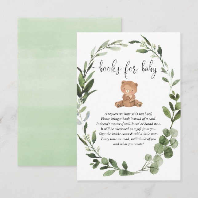 Nalle greenery eucalyptus bokar for baby encl tilläggskort (Fram/baksida)