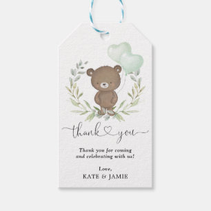 Nalle Greenery WandeBaby Shower Favoriter Presentetikett