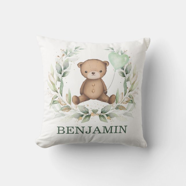 Nalle Greenery Wandebron Boy Nursery Kudde (Framsida)