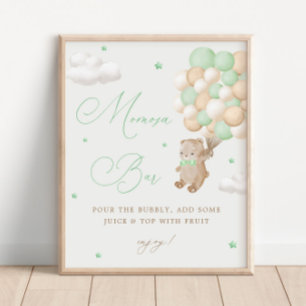 Nalle Grönt Baby Shower Mimosa Pub Poster