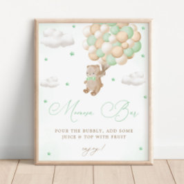 Nalle Grönt Baby Shower Mimosa Pub Poster