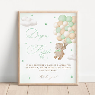Nalle Grönt Babykläder, hårklämma Poster