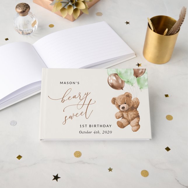 Nalle, Grönt Bubblor, första födelsedag Gästböcker (Framsida öppen)