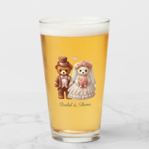 Nalle, grov och groom Bröllop Glaskopp
