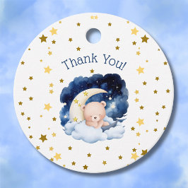 Nalle Guld Stars Måne Baby Shower Tack Gåvor Etiketter