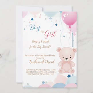 Nalle Han eller hon: Gender Reveal bjudan Inbjudningar