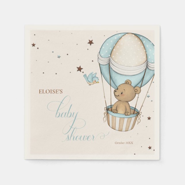 Nalle Hett Ballon Barly Wait Baby Shower Pappersservett (Framsidan)