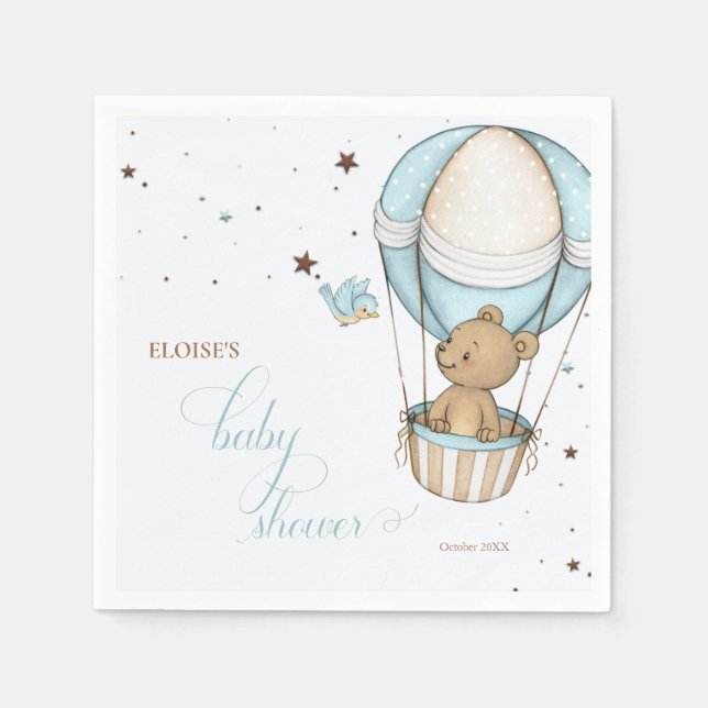 Nalle Hett Ballon Barly Wait Baby Shower Pappersservett (Framsidan)