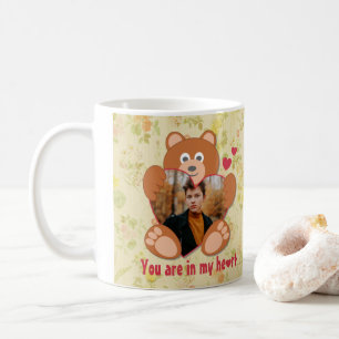 Nalle Holding Heart Photo Valentine Day Kaffemugg