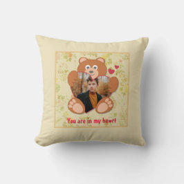 Nalle Holding Heart Photo Valentine Day Kudde