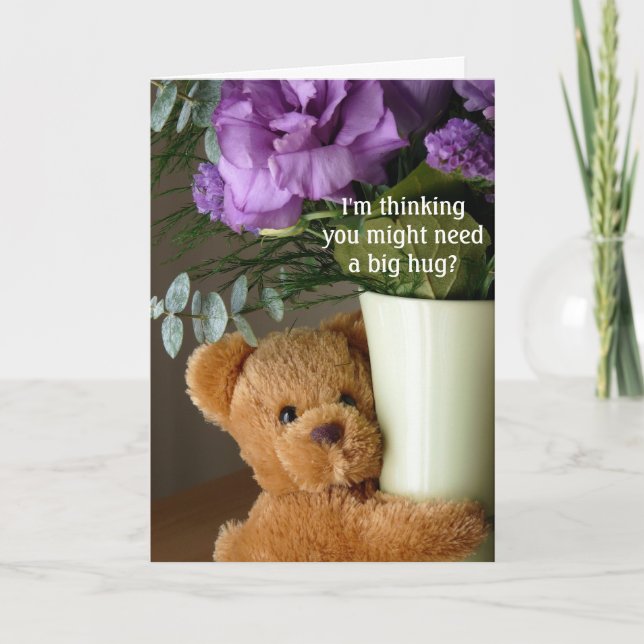 Nalle Hugs and Flowers-Get-well Kort (Framsida)