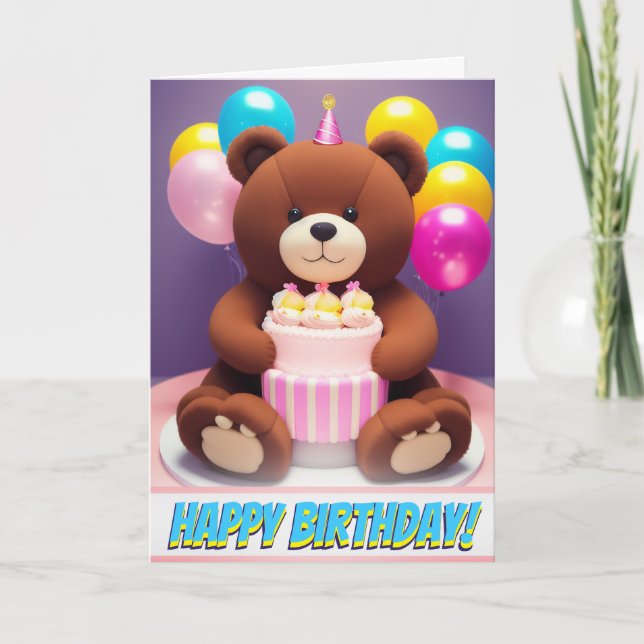 Nalle Hugs & Birthday Önskemål Kort (Framsida)