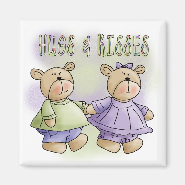 Nalle Hugs och Kisses Tshirts och Gifts Magnet (Framsidan)