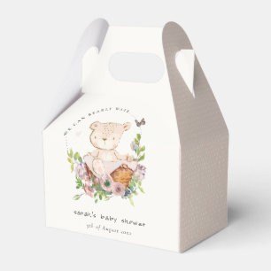Nalle i Blomsterbabyskor för Rosa i Basket Presentaskar