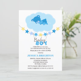 Nalle i Cloud Baby Shower Inbjudningar
