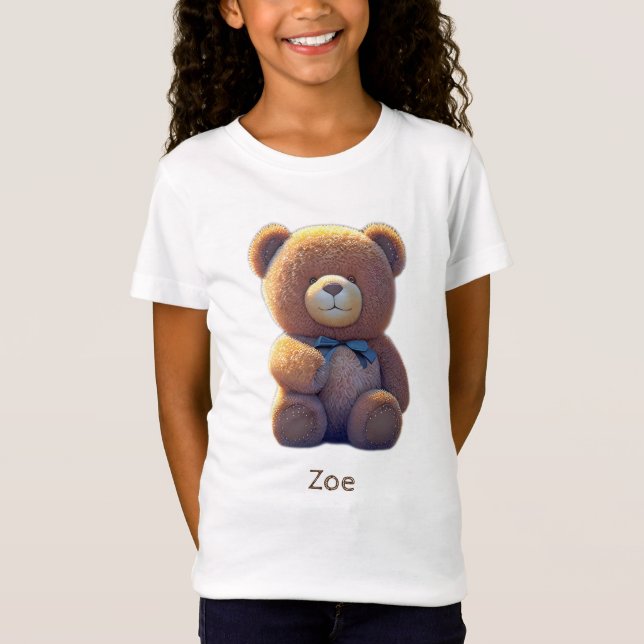 Nalle i ett ängsligt, sött barn t shirt (Framsida)