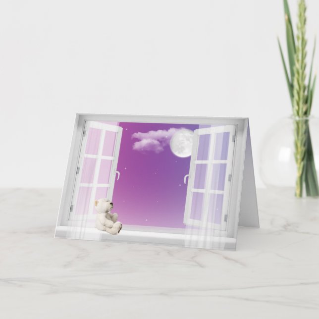 Nalle i fönstertanke på dig helgkort (Framsida)