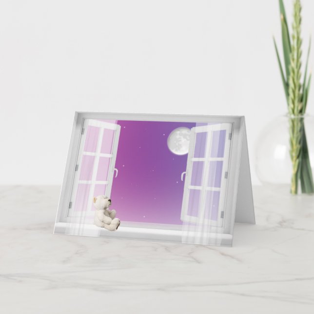 Nalle i fönstertanke på dig helgkort (Framsida)