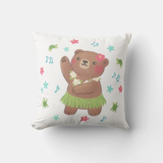Nalle i Hawaii Illustration Kudde (Framsida)