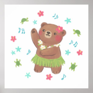 Nalle i Hawaii Illustration Poster