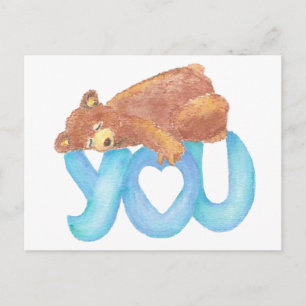 nalle I kärlek Hjärtar dig Vykort