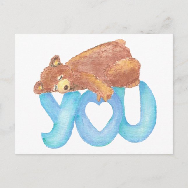 Nalle I kärlek Hjärtar dig Vykort (Framsida)