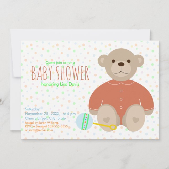 Nalle i koral babyinställarens inbjudan (Framsida)