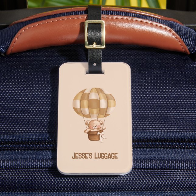 Nalle i Luftballong Märkre för resgods/daghem Bagagebricka (Framsida Insitu 2)