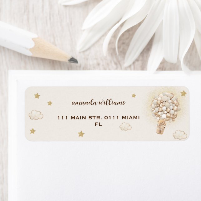 Nalle i luftballongerna könsneutral returadress etikett (Insitu)