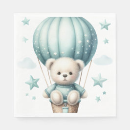 Nalle I PASTEL-GRÖNTENS LUFTBALLONG Pappersservett