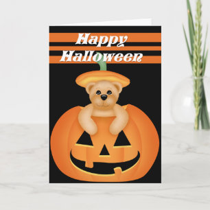 Nalle i Pumpkin Happy halloween Card Kort