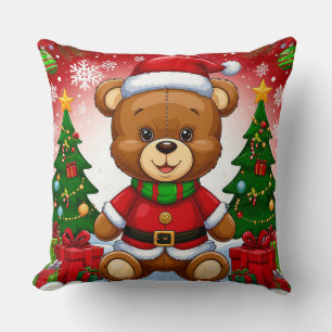 Nalle i Santa Kostym Kudde